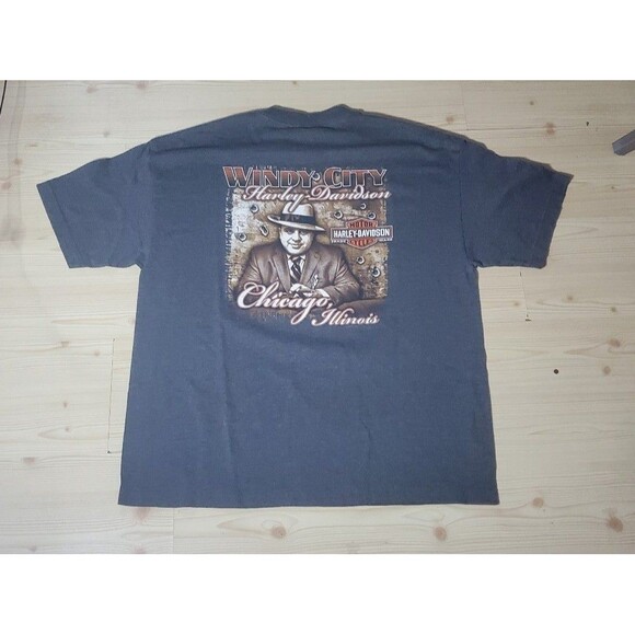 HARLEY DAVIDSON T Shirt ALL OVER PRINT Al Capone ￼ Chicago, Windy City - Picture 1 of 5